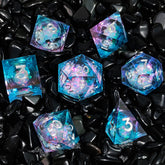 Resin Liquid Core Dice Set – Flowing Glitter DND Dice Multiple colors available